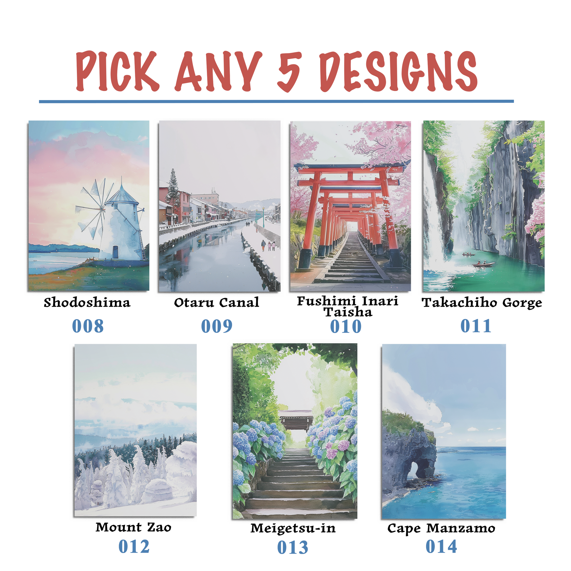 Japan Scenic Postcard — Set of 5 Healing Voyage