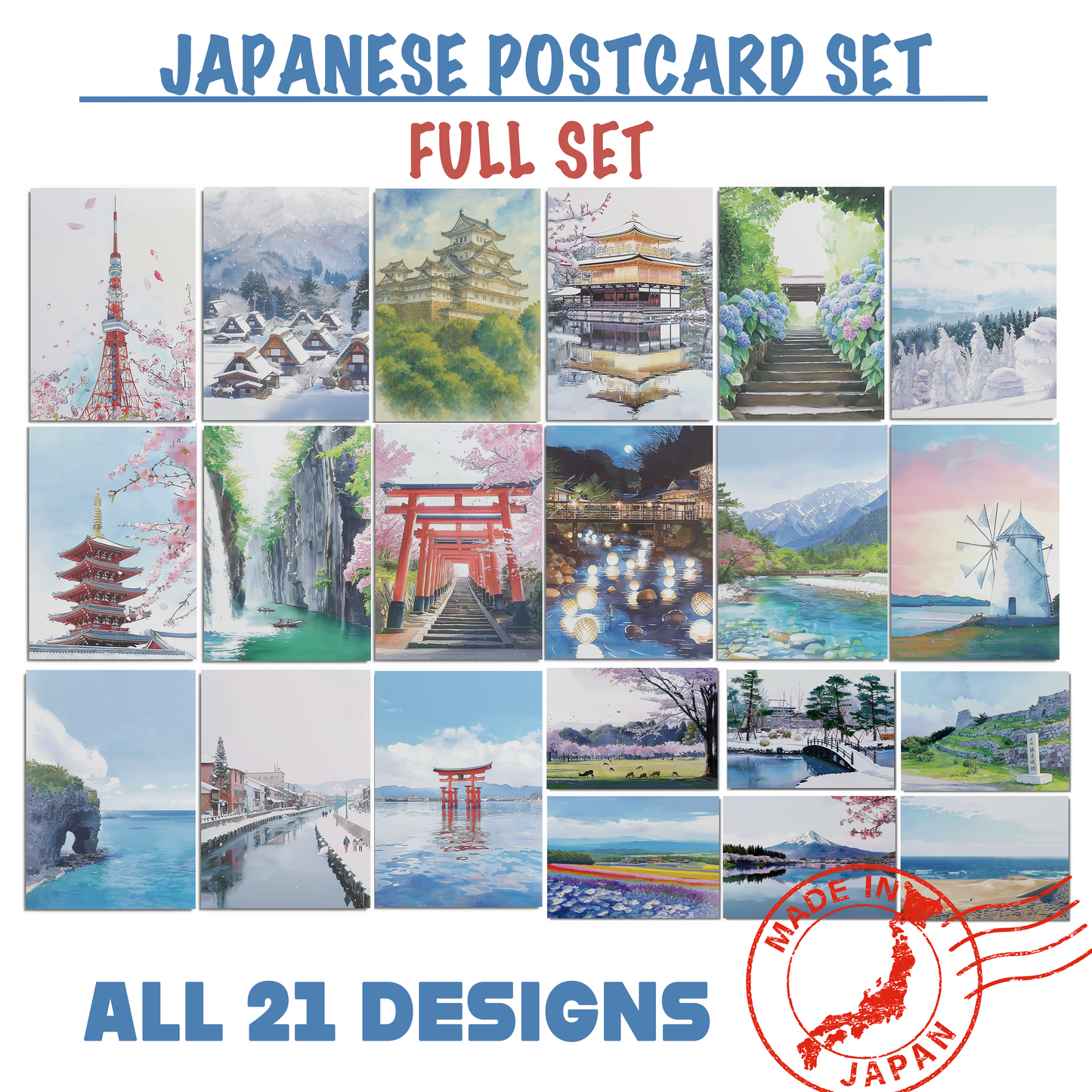 Japan Scenic Postcard — Full Set 21 Designs Healing Voyage