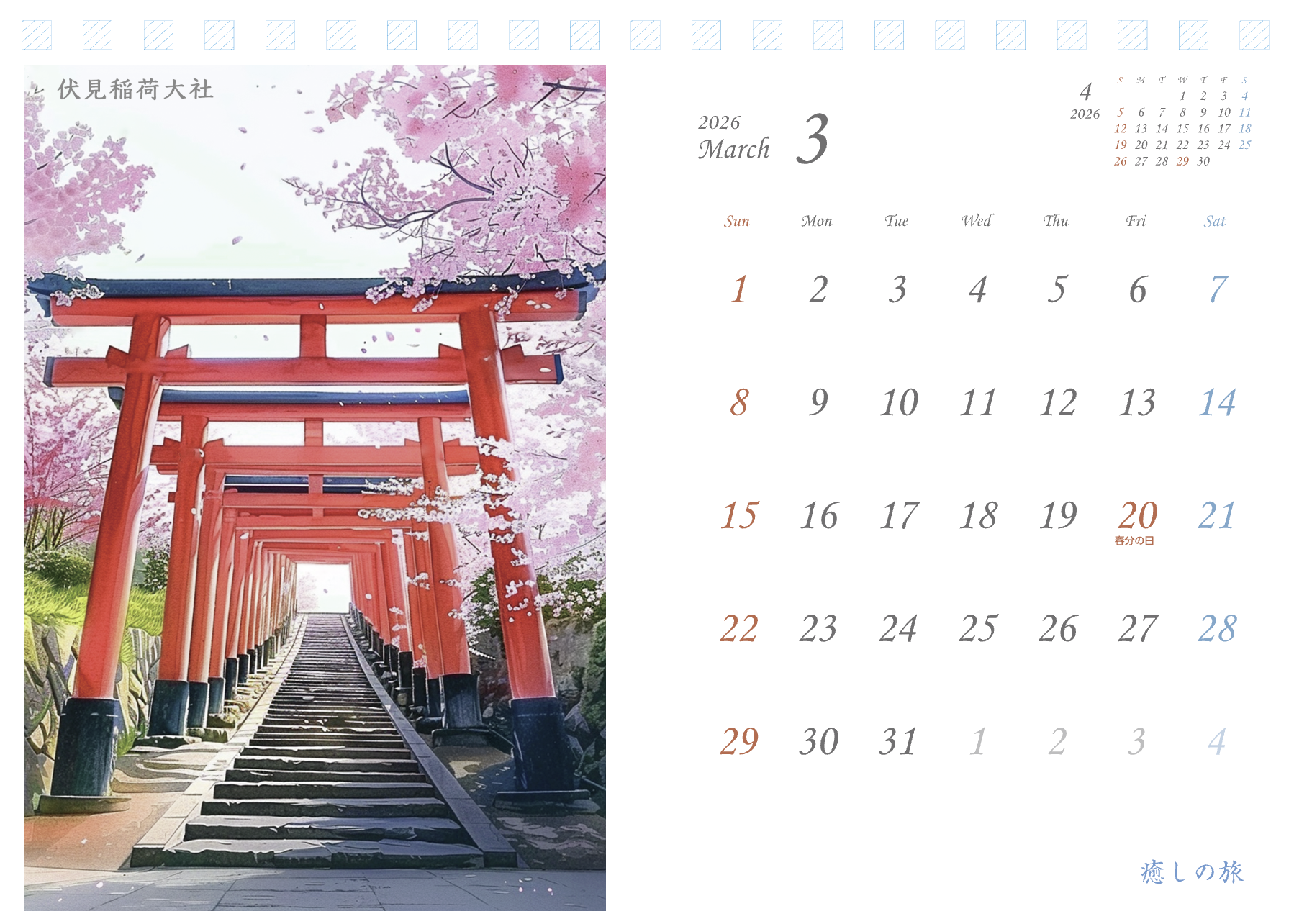 Japan Scenic Art Calendar 2026 Healing Voyage