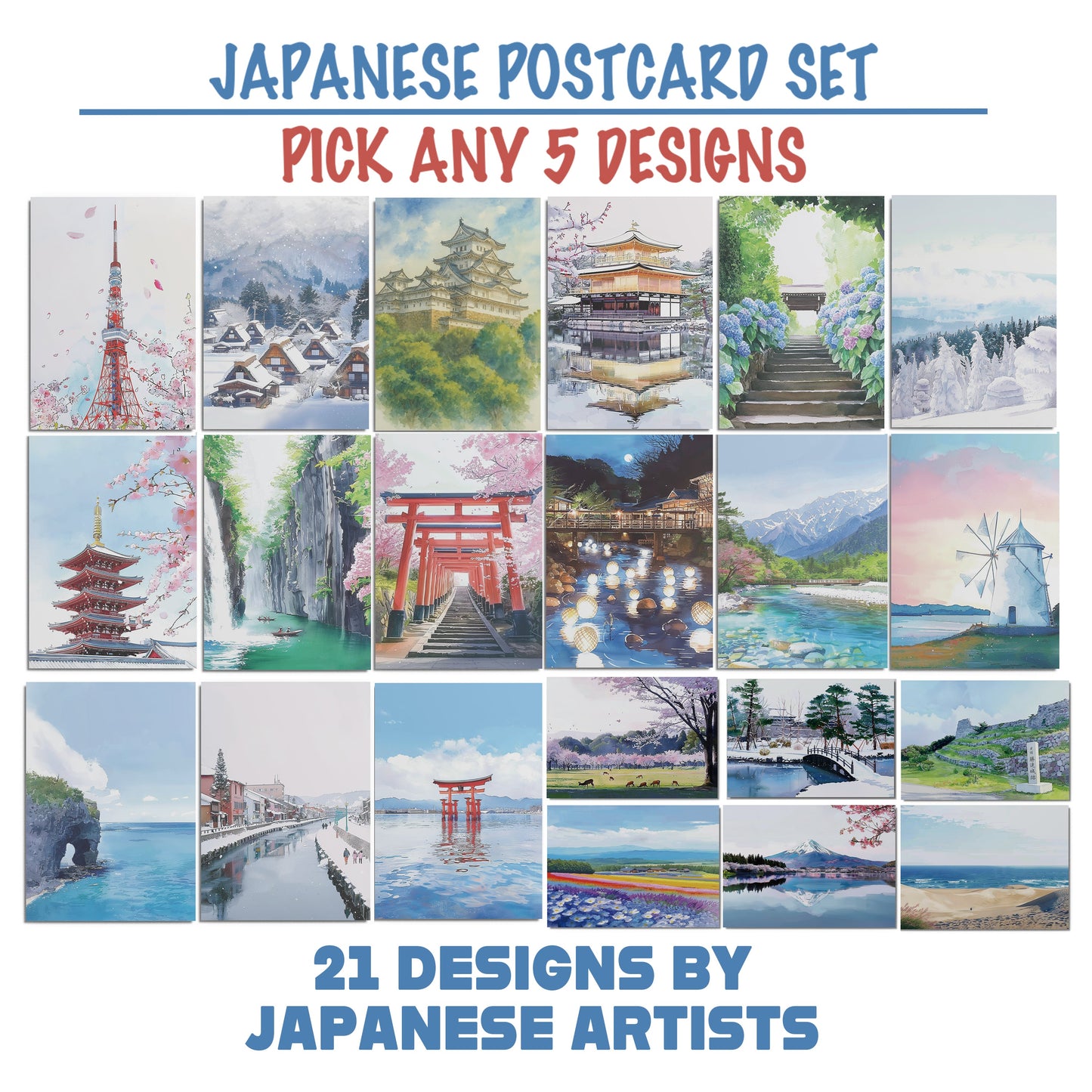 Japan Scenic Postcard — Set of 5 Healing Voyage