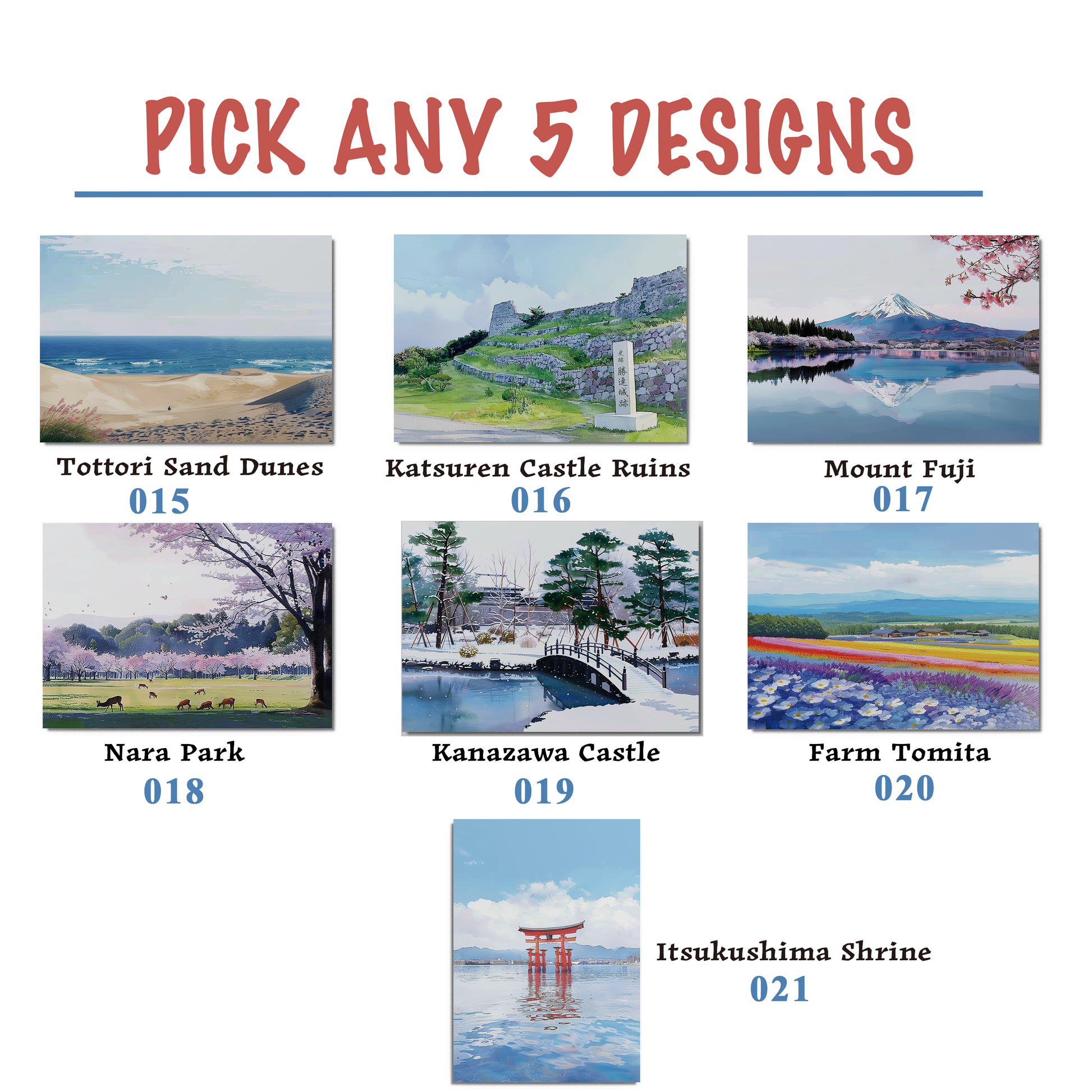 Japan Scenic Postcard — Set of 5 Healing Voyage