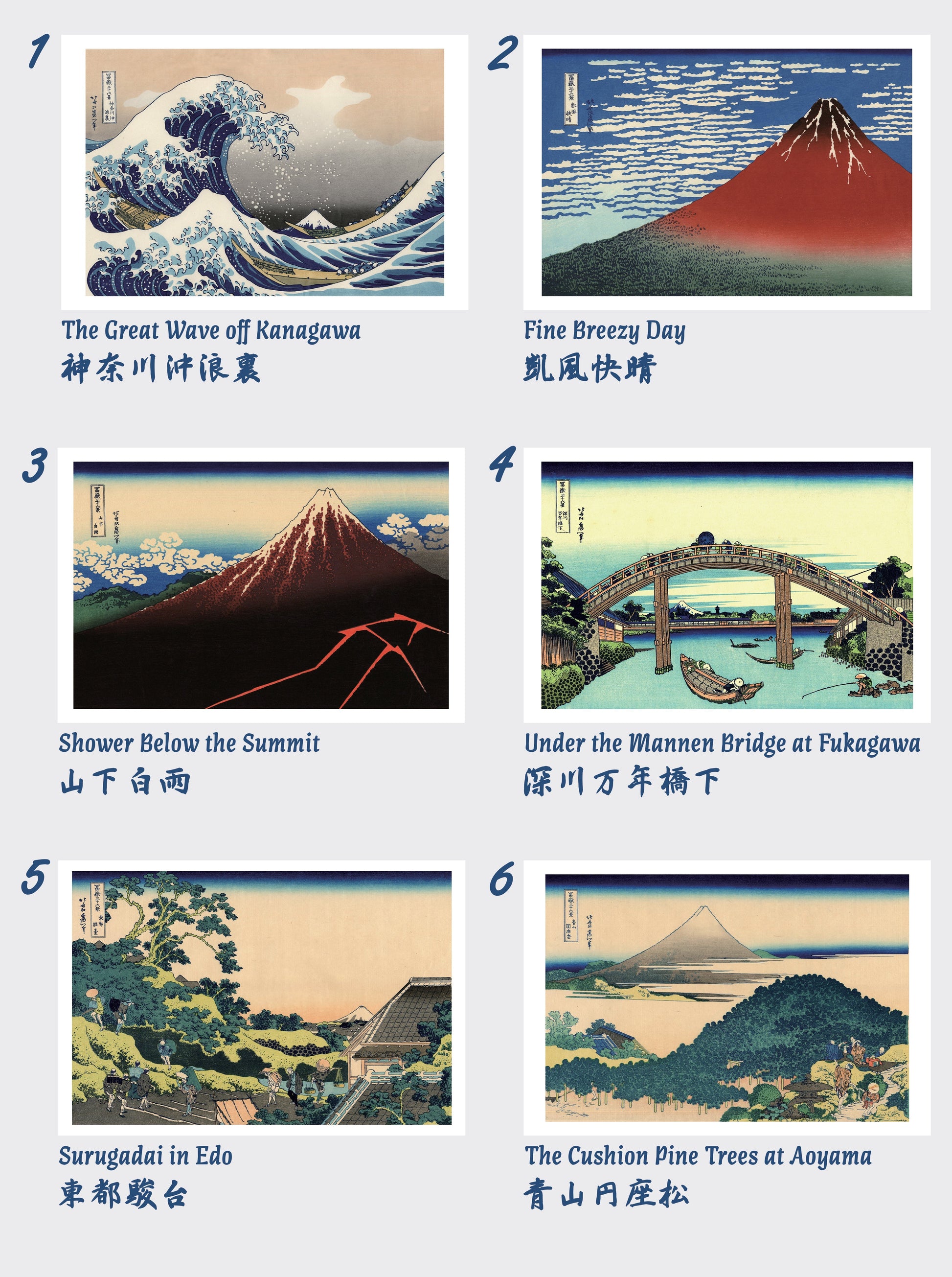 Thirty-six Views of Mount Fuji by Hokusai — Art Cards: Full Set Healing Voyage