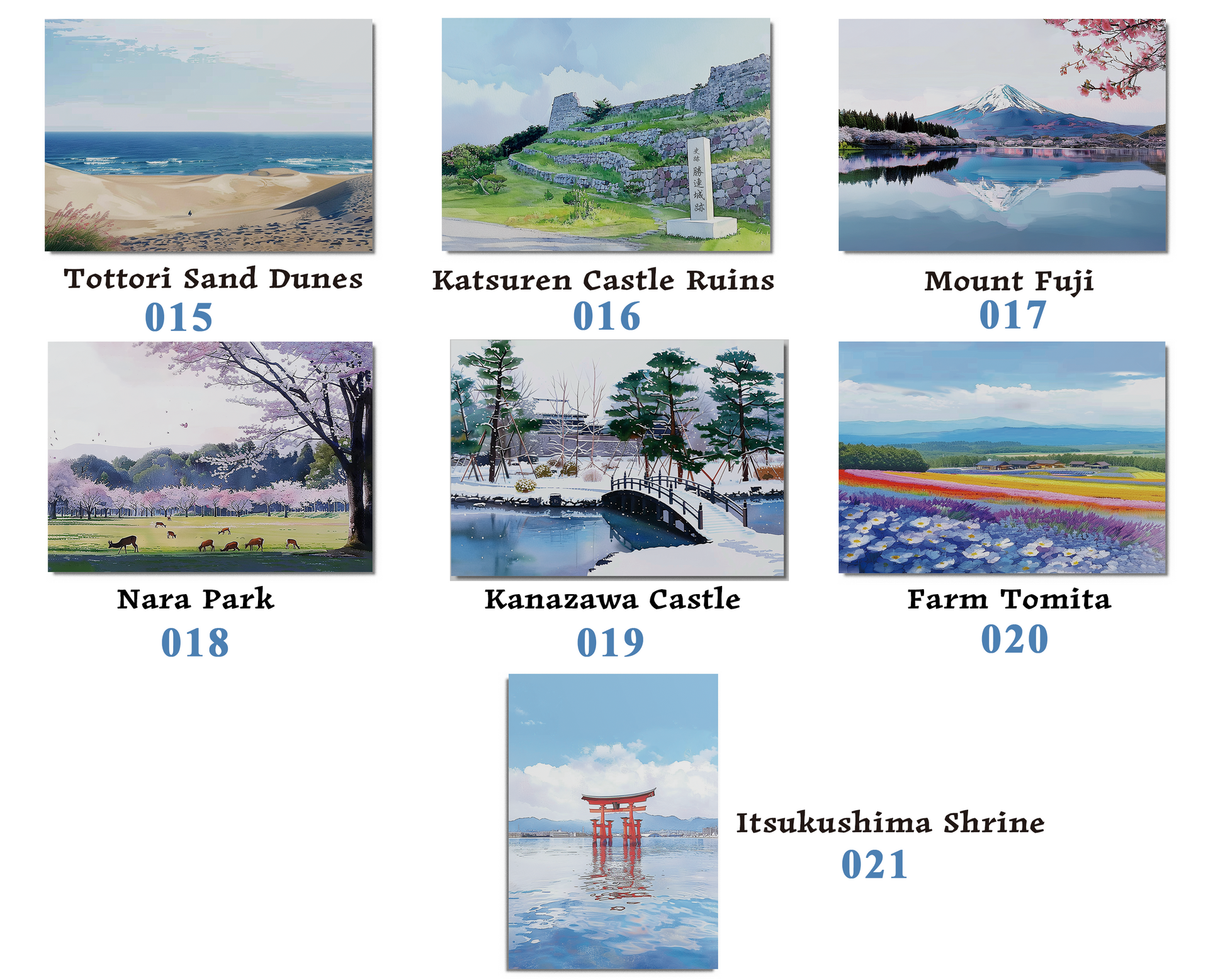 Japan Scenic Postcard — Full Set 21 Designs Healing Voyage