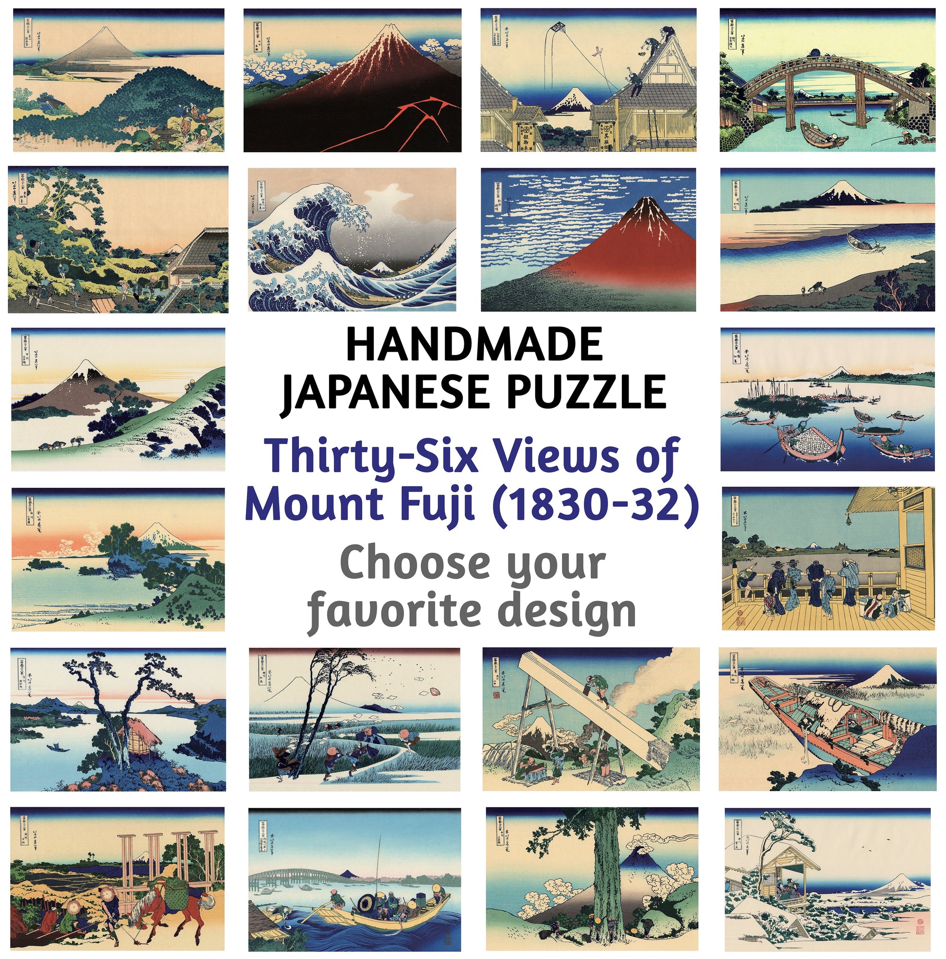 Thirty-six Views of Mount Fuji by Hokusai — Handmade Puzzle Healing Voyage